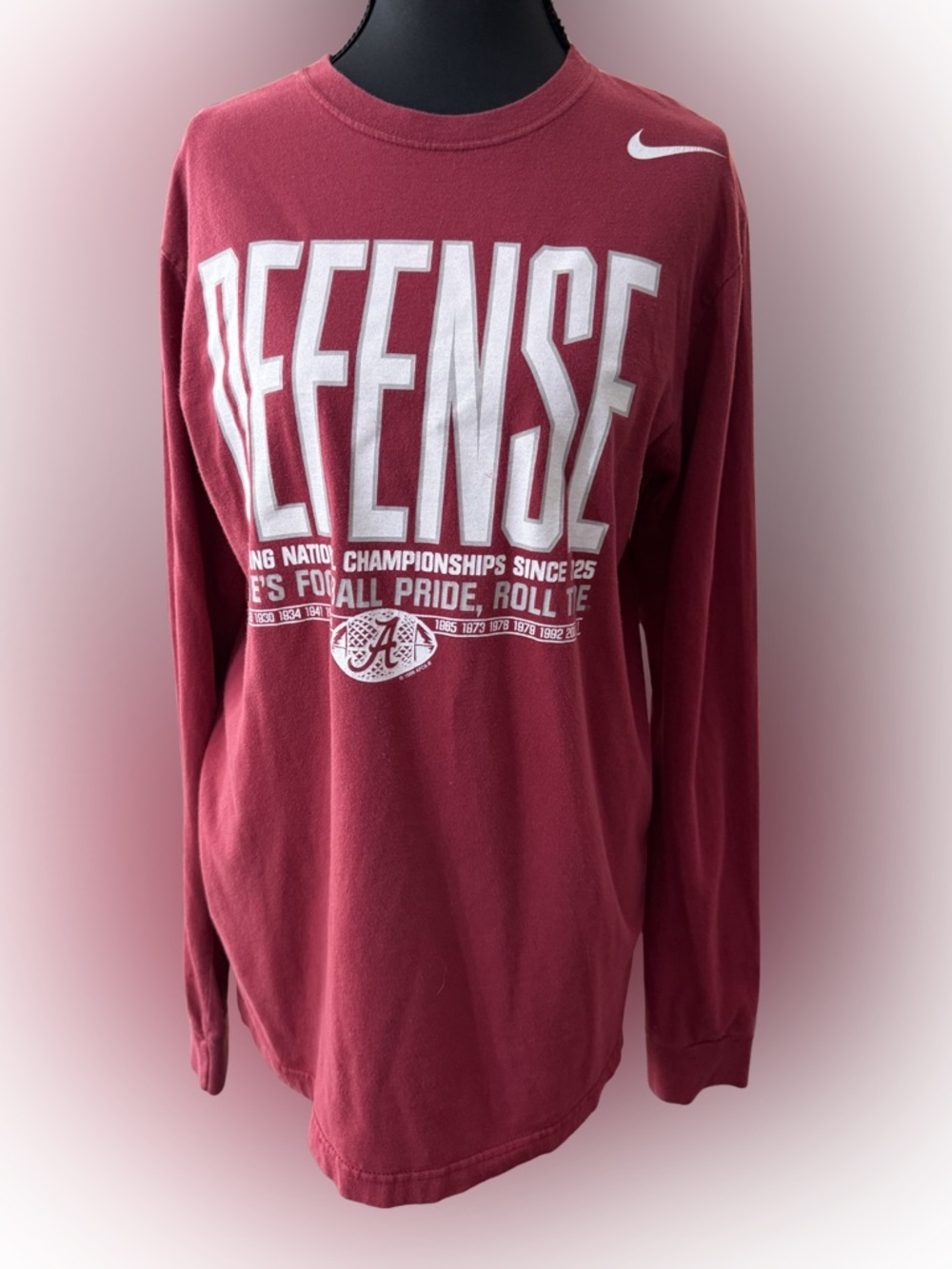 Nike Men's Crimson 'Defense' Long-Sleeve‎ T-Shirt Size Medium
